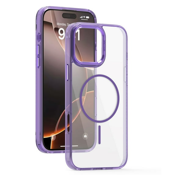 for iPhone 16 Pro Transparent Case, for iPhone 16 Pro Magnetic Military Grade Drop Protection Anti Yellowing Cell Phone Cover - Rugged Durable Shockproof Drop Protective Bumper, Purple