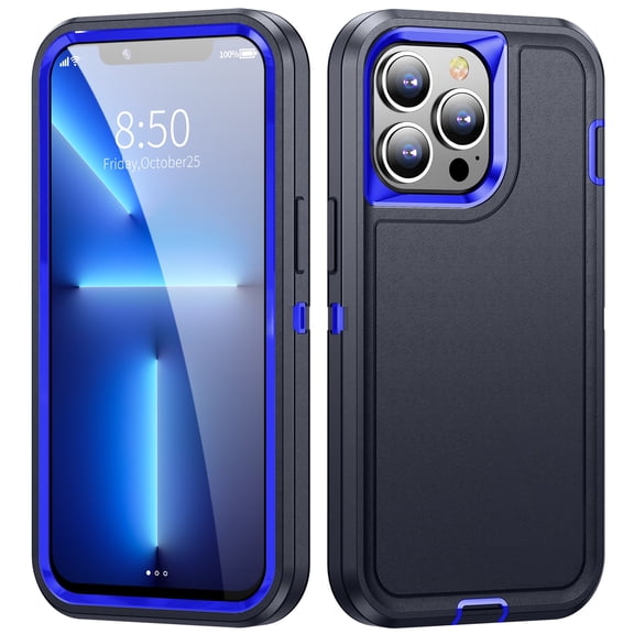 for iPhone 16 Pro Ultra Slim Phone Case, Hybrid Hard PC Back + Silicone EVA Shockproof Protective Dustproof Non-Slip Heavy Duty Rugged Phone Case Cover for iPhone 16 Pro, Blue+Blue