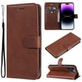 thumbnail image 1 of for iPhone 16 Pro Wallet Case, with Credit Card Holder and Wrist Strap, RFID Blocking PU Leather Flip Magnetic Cell Phone Cover Case for iPhone 16 Pro, Brown, 1 of 10