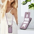 thumbnail image 1 of iPhone 16 Pro Wallet Case, Crossbody Shoulder Strap Premium PU Leather Cards Slots Stand Feature Shockproof Bumper Drop Protection Phone Case Cover for Apple iPhone 16 Pro, Purple, 1 of 8