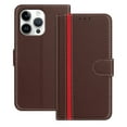 thumbnail image 1 of for iPhone 16 Pro Wallet Case, Luxury PU Leather Book Style Flip Cover with Kickstand Card Holder Slots, Business Shockproof Magnetic Clasp Protective Phone Case for iPhone 16 Pro, Brown, 1 of 9
