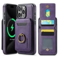 thumbnail image 1 of for iPhone 16 Pro Wallet Case with Magnetic Detachable Card Holder,360°Rotation Ring Holder Kickstand,PU Leather Shockproof Case,RFID Blocking Magnetic Clasp Protective Case,Purple, 1 of 10