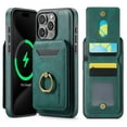 thumbnail image 1 of for iPhone 16 Pro Wallet Case with Magnetic Detachable Card Holder,360°Rotation Ring Holder Kickstand,PU Leather Shockproof Case,RFID Blocking Magnetic Clasp Protective Case,Green, 1 of 10