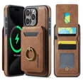 thumbnail image 1 of for iPhone 16 Pro Wallet Case with Magnetic Detachable Card Holder,360°Rotation Ring Holder Kickstand,PU Leather Shockproof Case,RFID Blocking Magnetic Clasp Protective Case,Brown, 1 of 10