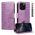 thumbnail image 1 of for iPhone 16 Pro Wallet Case, PU Leather Flip Cover with Kickstand, Magnetic Closure Wrist Strap 3 Card Slots & 1 Cash Pocket Shockproof Full Body Protection for iPhone 16 Pro, Purple, 1 of 9