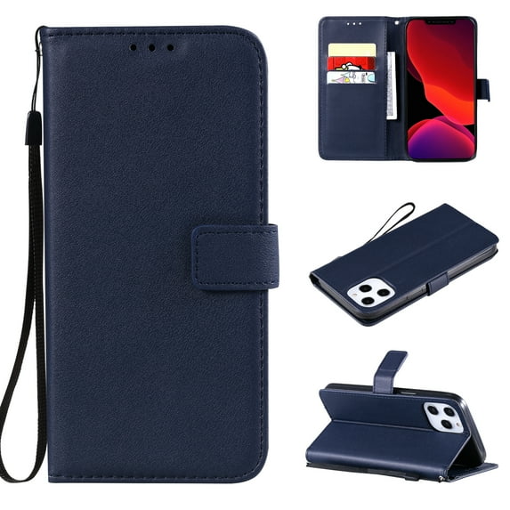 for iPhone 16 Pro Wallet Case RFID Blocking,Premium Solid Color PU Leather Magnetic Buckle Folio Kickstand Flip with Card Slots & Kickstand Full Body Phone Case,Darkblue