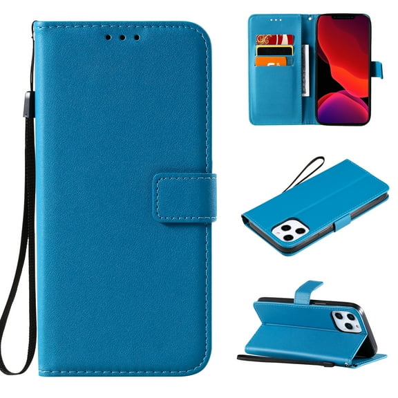 for iPhone 16 Pro Wallet Case RFID Blocking,Premium Solid Color PU Leather Magnetic Buckle Folio Kickstand Flip with Card Slots & Kickstand Full Body Phone Case,Blue