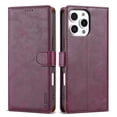 thumbnail image 1 of for iPhone 16 Pro Wallet case with RFID Blocking Credit Card Holder,Flip Book Kickstand  PU Leather Magnetic Closure Protective Cover Women Men for iPhone 16 Pro Phone Case,Winered, 1 of 10