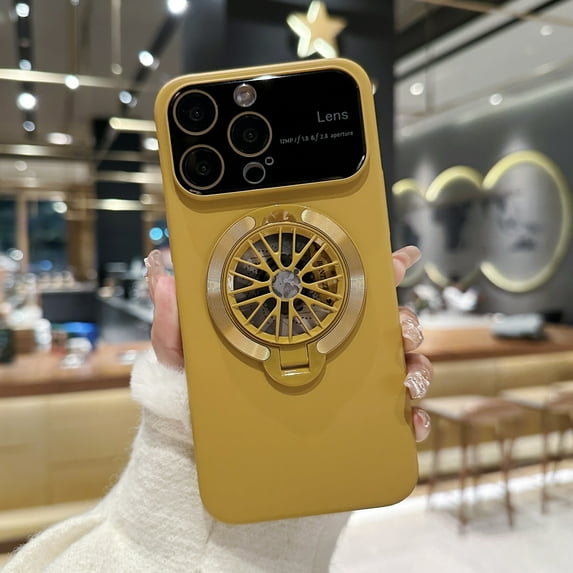 for iPhone 16 Pro case with 360° Rotating Gyroscope Magnetic Ring Stand, Large Window Full Camera Lens Protection, Compatible with MagSafe, Stylish Slim Case for iPhone 16 Pro, Khaki