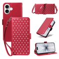 thumbnail image 1 of For iPhone 16 RFID Blocking Wallet Case, Magnetic Flip Cover Card Holder & Bills Slot, Soft PU Leather With Detachable Shoulder Strap And Wrist Strap,Red,For iPhone 16, 1 of 12