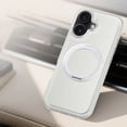 thumbnail image 1 of for iPhone 16 Ring Stand Case, Protective Slim with Kickstand Shockproof Phone Case, Invisible Stand Lychee Texture Plain PU Leather Phone Cover Compatible for iPhone 16, White, 1 of 6