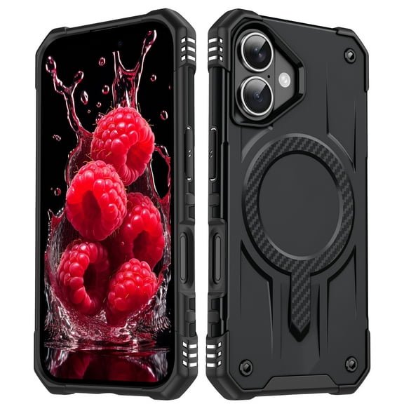 for iPhone 16 Rugged Grip Phone Case,Compatible with MagSafe,Magnetic Case For iPhone 16, Military-Grade Protection Anti-Scratch Anti-Slip Shockproof Cover,Black