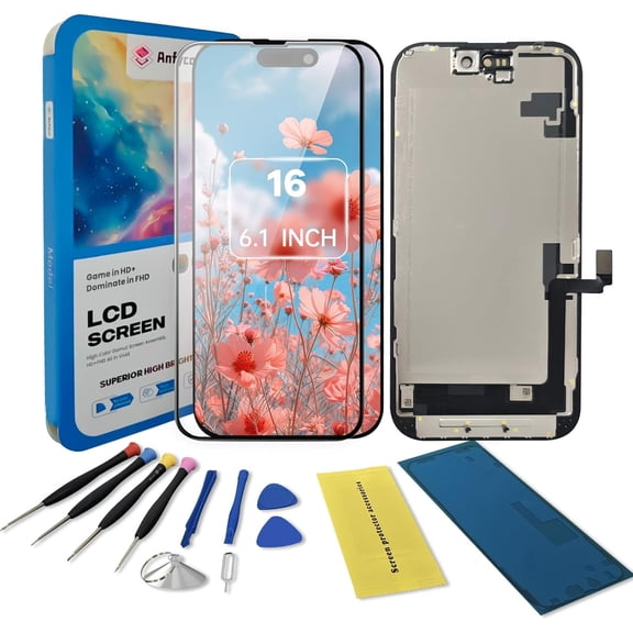 for iPhone 16 Screen Replacement kit,6.1" LCD Display 3D Touch Digitizer Assembly with Repair Tools, Screen Protector, Frame Adhesive (Model A3090, A2846, A3089, A3092)