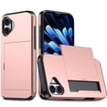 thumbnail image 1 of for iPhone 16 Slide Flip Case with Card Holder, Dual Layer Heavy Duty Protective Case Hidden Card Slot Slim Shockproof Wallet Case Compatible with iPhone 16, Rosegold, 1 of 9