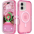 thumbnail image 1 of For iPhone 16 Transparent Phone Case Compatible with MagSafe, Triple Layer Magnetic Charging Case, iPhone 16 Heavy Duty Shockproof and Drop-Proof Phone Case, 6.1 inch,Crystal Pink, 1 of 6