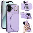 thumbnail image 1 of for iPhone 16 Wallet Case with Card Holder Women Men, Flip PU Leather Kickstand Shockproof Protective Phone Cover Magnetic Clasp 360 Rotation Ring Stand for iPhone 16, Purple, 1 of 7
