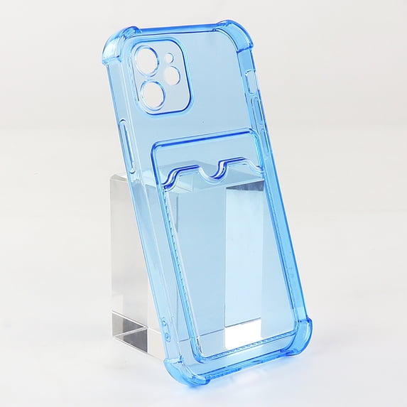 for iPhone 16 Wallet Case,Clear Protective Card Slot Case,Slim Fit Drop Resistant Soft TPU Wallet Case with Bumper,Back Card Holder Pocket Case For iPhone 16,Blue