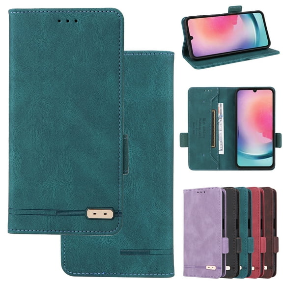 For iPhone 16 Wallet Case with Credit Card Holder/Cash Slot, Vintage PU Leather RFID Blocking Folio Book Flip Kickstand Magnetic Clasp Protective Phone Cover for Women Men,Green