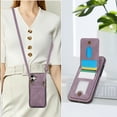 thumbnail image 1 of iPhone 16 Wallet Case, Crossbody Shoulder Strap Premium PU Leather Cards Slots Stand Feature Shockproof Bumper Drop Protection Phone Case Cover for Apple iPhone 16, Purple, 1 of 8