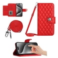 thumbnail image 1 of for iPhone 16 Wallet Case, Elegant Card Holder Cash Slot PU Leather Kickstand Shoulder Strap Shockproof Protective Flip Women Girls Case Cover for iPhone 16, Red, 1 of 3