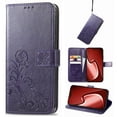 thumbnail image 1 of for iPhone 16 Wallet Case, [Flower Embossed] Premium PU Leather Flip Protective Case Cover with Card Holder and Stand with Wrist Strap for iPhone 16, Purple, 1 of 4