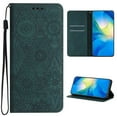 thumbnail image 1 of for iPhone 16 Wallet Case for Men Women, Business Embossed Flip Folio Kickstand PU Leather Case with Card Holder Wristlet Hand Strap, Stand Protective Cover for iPhone 16, Blue, 1 of 5