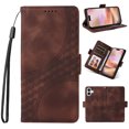 thumbnail image 1 of for iPhone 16 Wallet Case, Pattern PU Leather Purse Phone Case with [Credit Card Slots] [Wrist Strap] Flip Stand Shockproof Full Body Protective Cover for iPhone 16, Coffee, 1 of 10