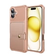 thumbnail image 1 of for iPhone 16 Wallet Case, RFID Blocking Card Holder Slot Kickstand Magnetic Button Closure Women Men Heavy Duty Shockproof Rugged Back Cover for iPhone 16, Rosegold, 1 of 7