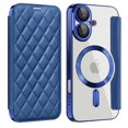 thumbnail image 1 of for iPhone 16 Wallet Case with RFID Blocking Credit Card Holder,Compatible with MagSafe,PU Leather Flip Kickstand Shockproof Cover Women Men for iPhone 16 Phone case,Royalblue, 1 of 8