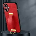thumbnail image 1 of For iPhone 16 Wallet Case with Wristband Strap Kickstand Case fits iPhone 16 Ring Finger Holder Grip Premium Classic PU Leather Shockproof Phone Cover for Women & Men,Red, 1 of 7