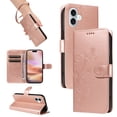 thumbnail image 1 of for iPhone 16 Wallet Case, [with Card Holder] Embossed Pattern PU Leather Detachable Wrist Strap Slim Shockproof Protective Flip Stand Phone Case for iPhone 16 Women Girls, Rosegold, 1 of 7