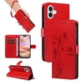 thumbnail image 1 of for iPhone 16 Wallet Case, [with Card Holder] Embossed Pattern PU Leather Detachable Wrist Strap Slim Shockproof Protective Flip Stand Phone Case for iPhone 16 Women Girls, Red, 1 of 7