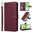 thumbnail image 1 of for iPhone 16 Wallet Flip Case, Classic PU Leather Card Slots with Lanyard Magnetic Closure Kickstand Drop Protective Soft TPU Inner Phone Case Cover for iPhone 16, Winered, 1 of 8