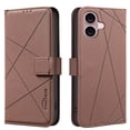 thumbnail image 1 of For iPhone 16 Wallet Phone Case,RFID Blocking Card Slots Holder Premium PU Leather,Flip Folio Kickstand,Line Embossing Designing,Magnetic Closure,Shockproof Anti-fall Phoe Case,Brown, 1 of 8