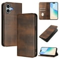 thumbnail image 1 of For iPhone 16 Wallet Phone Case,Retro PU Leather Magnetic Folio Cover with RFID Blocking Card Holder,Flip Folding Kickstand,Anti-fall Shockproof Durable Protective Phone Case,Brown, 1 of 9
