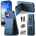 thumbnail image 1 of For iPhone 16 Wallet Phone Case,Twill Pattern Design,With Card Slots,Flip Premium PU Leather Magnetic Closure Kickstand Heavy Duty Protective Shockproof Rugged Phone Case,Blue, 1 of 9