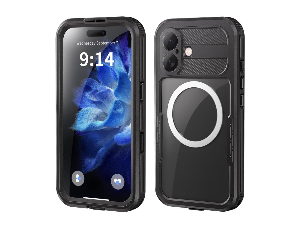 Black Waterproof Shockproof Full Body Protective iPhone 16 Case
