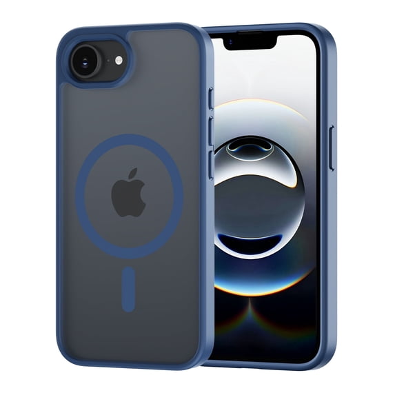 for iPhone 16E 17E Case, Compatible with MagSafe, Translucent Matte Shockproof Anti-Slip Anti-Fingerprint Pocket-Friendly Phone Case Cover - Dark Blue