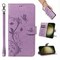 thumbnail image 1 of for iPhone 16E Wallet Case, [with Card Holder] Embossed Pattern PU Leather Detachable Wrist Strap Slim Shockproof Protective Flip Stand Phone Case for iPhone 16E Women Girls, Purple, 1 of 9