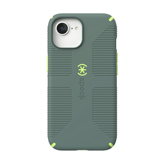 iPhone 16e/15/14/13 CandyShell Grip with MagSafe in Neo Drab and Glow Green