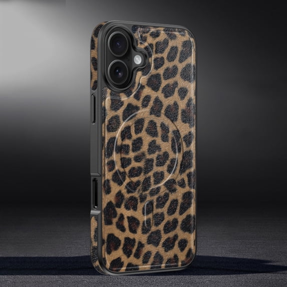 For iPhone 16e/17e Case Compatible with MagSafe, Luxury Slim Shockproof Protective Cover with Leopard Print & Carbon Fiber Texture, Magnetic Phone Case for Women and Men,A
