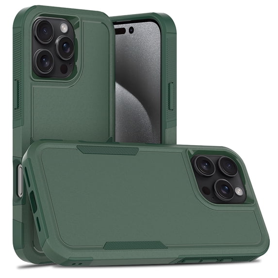 for iPhone 16e Back Case, Luxury Ultra Slim PC + TPU Double-Layer Anti-Fall Shockproof Drop Protective Lightweight 2 In 1 Phone Case Cover for iPhone 16e, Darkgreen