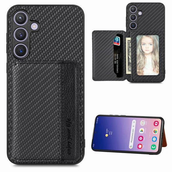 for iPhone 16e Case with Card Holder for Woman Man,PU Leather Back Folio Wallet Case,RFID Blocking Kickstand Shockproof Magnetic Protective Cover for iPhone 16e,Black