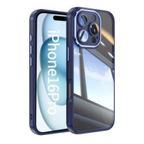 for iPhone 16e Case Clear Slim, [Built in Lens Protector] [Non Yellowing] TPU Bumper Transparent Back Hard Shell Shockproof Thin for Men Women for iPhone 16e, Blue