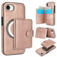 thumbnail image 1 of for iPhone 16e Case, Compatible with MagSafe, Detachable Magnetic Wallet Case with PU Leather Kickstand Card Slots Shockproof Protection 2 In 1 Function Case for iPhone 16e, Rosegold, 1 of 6