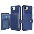 thumbnail image 1 of for iPhone 16e Case with Credit Card Holder, Magnetic Back Flip Case PU Leather Wallet Cover for Women Men, All-Round Shockproof Rugged Protective Phone Case for iPhone 16e, Blue, 1 of 7