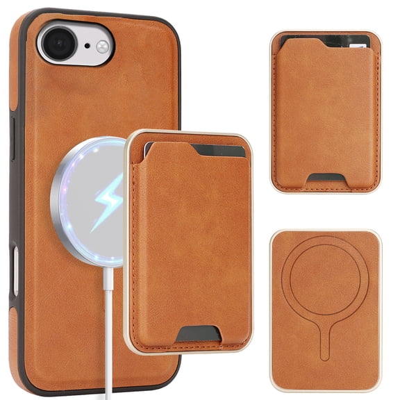 For iPhone 16e Case with Credit Card Holder,for iPhone 16e Premium Leather Phone Case Removable Wallet Compatible with MagSafe,Wallet Detachable 2-in-1 Women Men,Brown