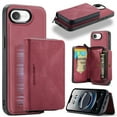 thumbnail image 1 of For iPhone 16e Case, Detachable 2 in 1 PU Leather Zipper Wallet Case for Women Men with RFID Blocking Removable Card Holder Slot Magnetic Closure Shockproof Protective Phone Cover,Red, 1 of 7