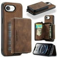 thumbnail image 1 of For iPhone 16e Case, Detachable 2 in 1 PU Leather Zipper Wallet Case for Women Men with RFID Blocking Removable Card Holder Slot Magnetic Closure Shockproof Protective Phone Cover,Brown, 1 of 7