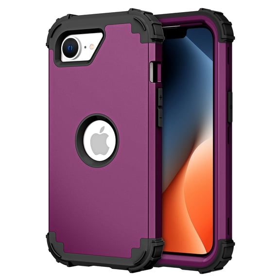 for iPhone 16e Case, Heavy Duty Military Grade Drop Protection Hybrid Cover, Rugged Shockproof Dustproof Triple-Layers Tough Phone Case Cover for iPhone 16e, Purple
